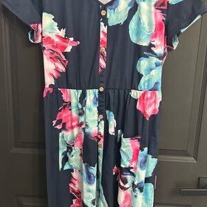 Navy Blue Floral Dress